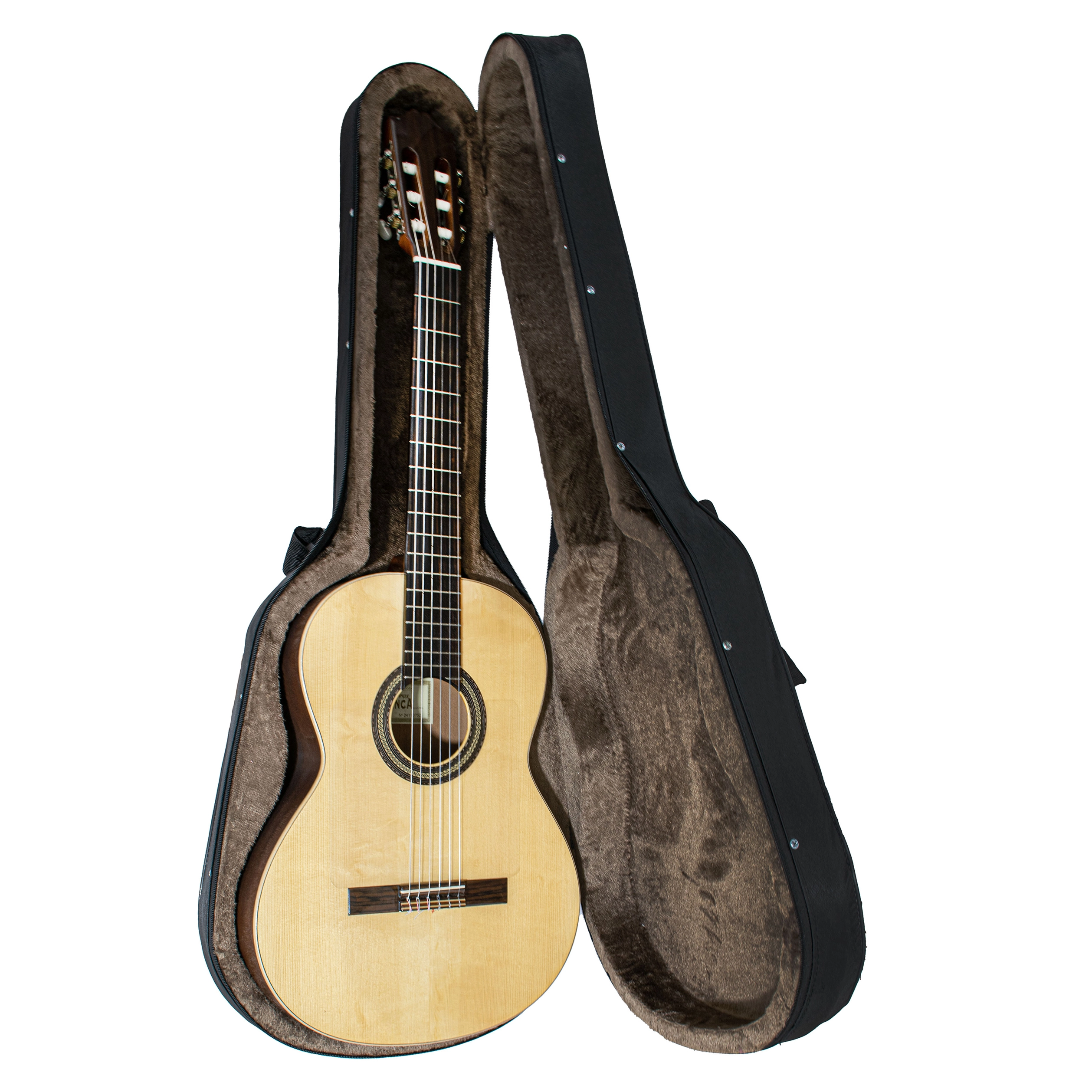 نمای داخلی کیس گیتار کلاسیک با آستر مخملی نرم