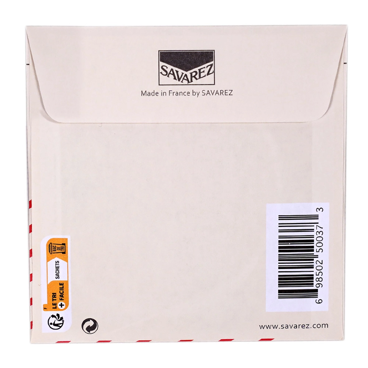 «مشخصات فنی سیم گیتار ساوارز 500CR چاپ‌شده روی بسته‌بندی»