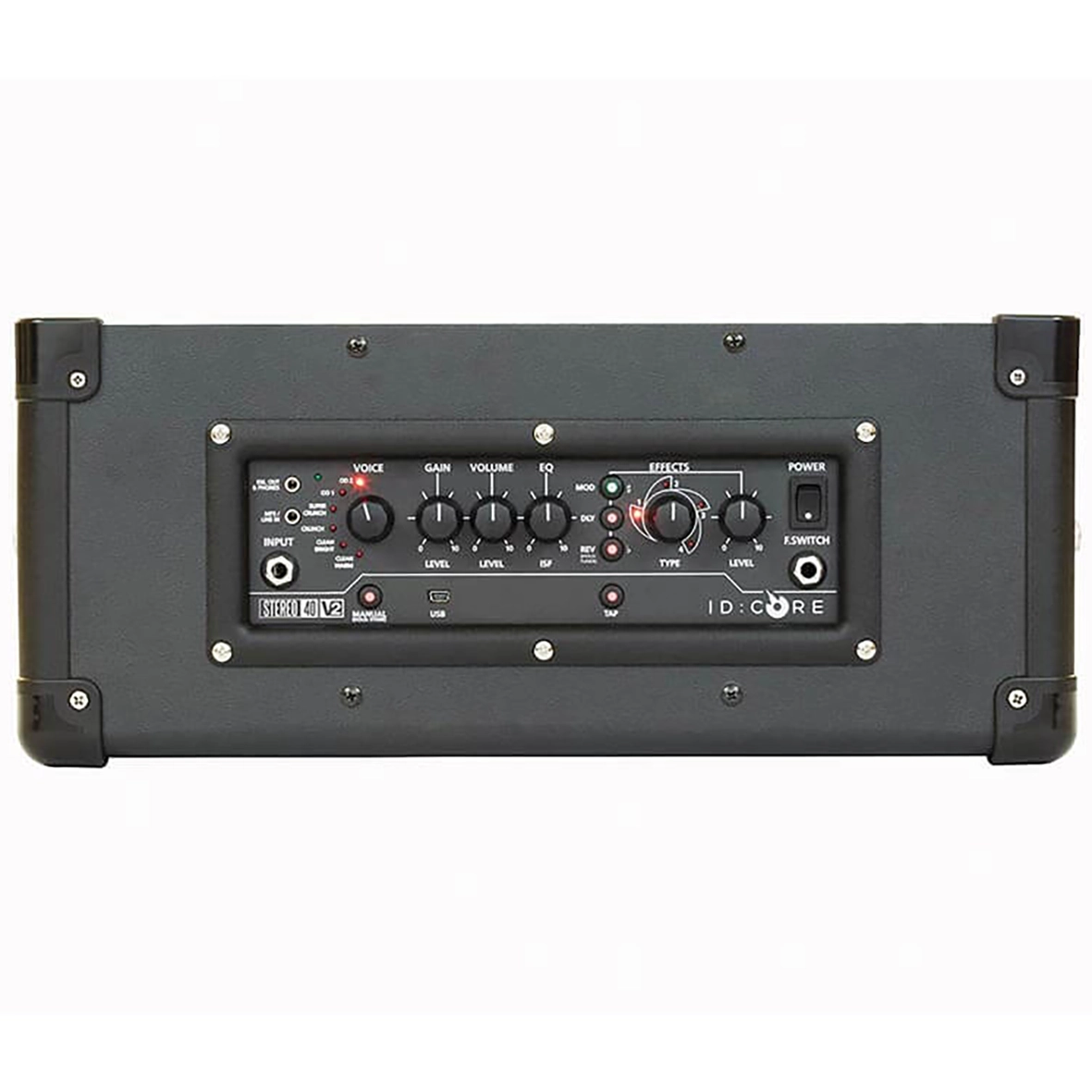 نمای بالا از امپلی فایر Blackstar Stereo 40 V2 شامل پنل کنترل و تنظیمات صدا
