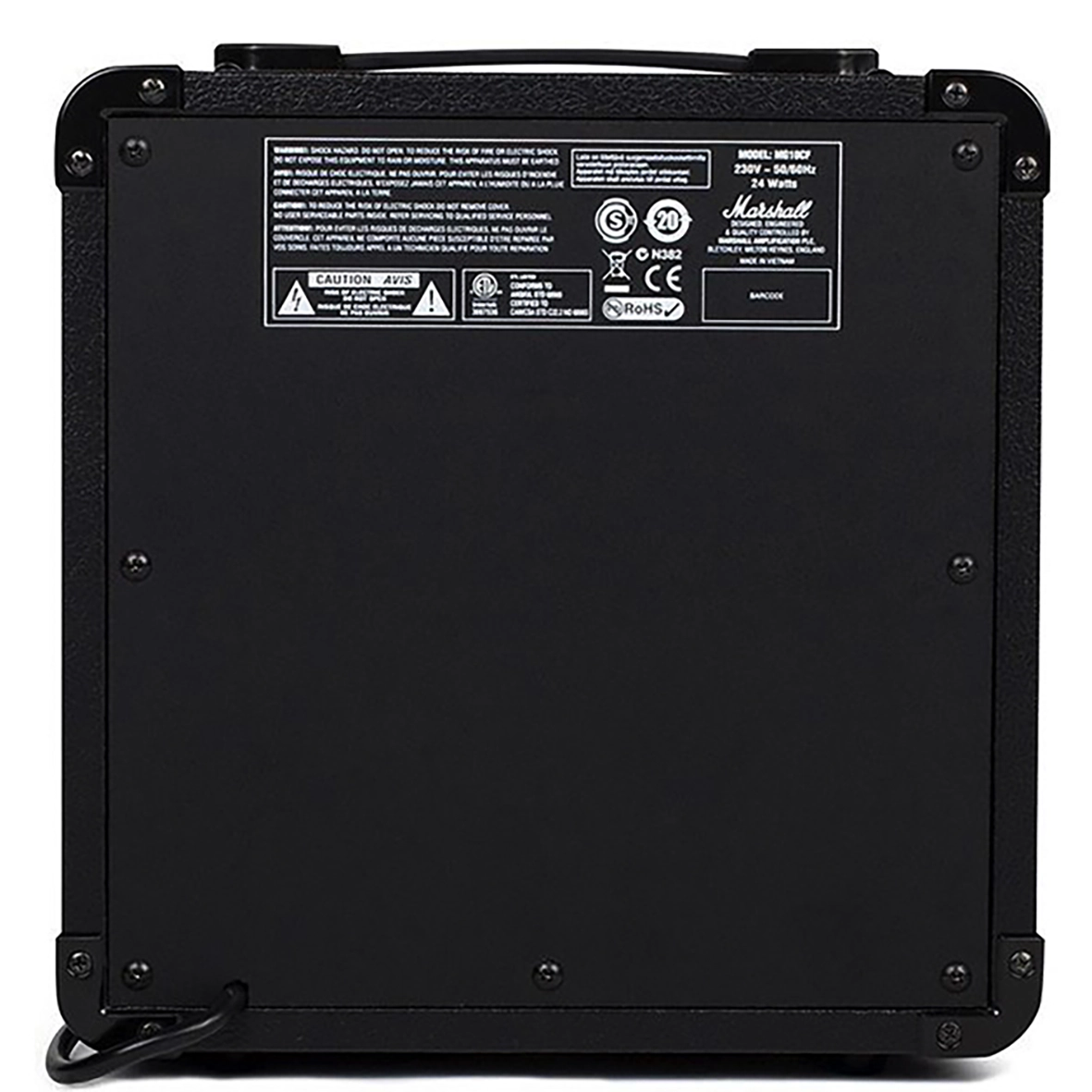  امپلی گیتار مارشال Marshall MG15 بخش پشتی و پنل اطلاعات دستگاه