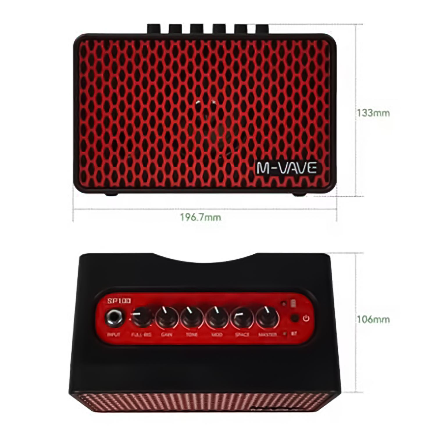نمای پنل بالایی و کنترل‌های آمپلی‌فایر M-VAVE SP100